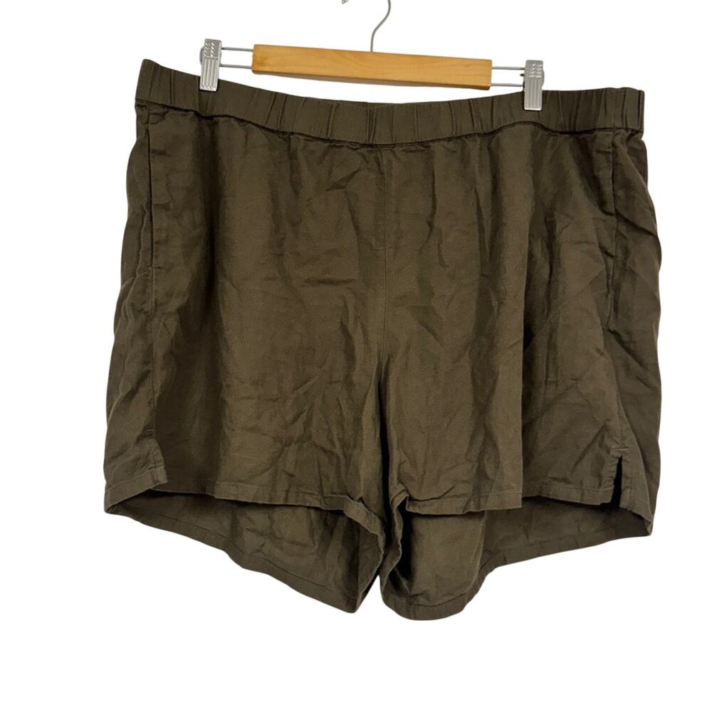 Madewell Army Green Pull On Stretch Waist Shorts Women XXL Casual Beachy Comfort